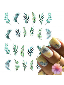 Stickers Feuilles Vertes pour Ongles