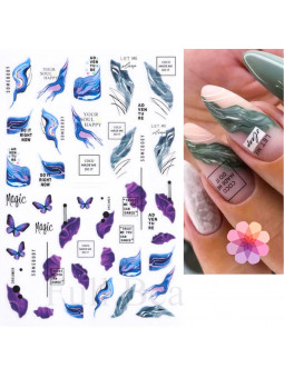 Stickers Marbrés Bleu et Violet pour Ongles